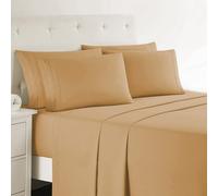 Clara Clark Luxury Soft Bedding Sheets & Pillowcases, Twin, Camel Gold Angoli Profondi, Lenzuola e federe morbide di Lusso, Microfibra, Oro Cammello, Coppia, 5 unità