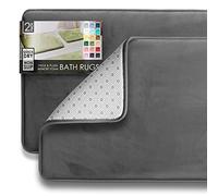 Clara Clark Memory Foam Bath Mat Tappeto da Bagno Ultra Morbido Antiscivolo e Assorbente, Grigio, 2 Piece-17 x 24/20 x 32, 2 unità