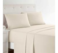 Clara Clark, Premier 1800 Three Line Collection, Set Lenzuola Deluxe in Microfibra, Beige Cream, Queen Size