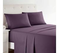 Clara Clark, Premier 1800 Three Line Collection, Set Lenzuola Deluxe in Microfibra, Purple Eggplant, Queen Size