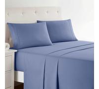 Clara Clark, Premier 1800 Three Line Collection, Set Lenzuola Deluxe in Microfibra, Steel Blue, Full (Double) Size