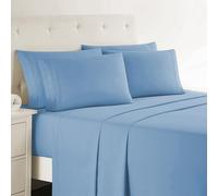 Clara Clark Set di Lenzuola per Letto Matrimoniale, Lenzuola di Lusso da Hotel per Letto Matrimoniale, Lenzuola Super morbide e federe, Lenzuola per Letto Matrimoniale, Blu Cielo