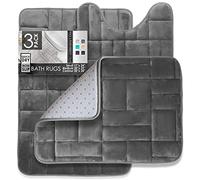 Clara Clark Tappeti da bagno, tappetino da bagno in velluto memory foam, antiscivolo, lavabile in lavatrice, si asciuga rapidamente, tappetini da bagno ultra morbidi in peluche per bagno,
