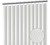 Clara Clark Tenda da doccia bianca - Tenda da doccia impermeabile per bagno, tenda da doccia in tessuto a nido d'ape, tenda da bagno in tessuto, 180 x 180 cm, tenda da doccia in tessuto