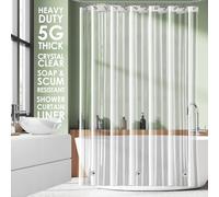Clara Clark Tenda da doccia, impermeabile, trasparente, con 3 magneti, 5 G, in PEVA di alta qualità, 180 x 180 cm, leggera e trasparente