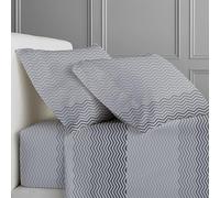 CLARA HOME Completo Lenzuola Letto, Completo con Federe per Guanciali, Ideale per tutte le Stagioni, Made in Italy (Zighy Grigio, 1 Piazza e Mezza)