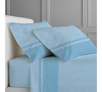 CLARA HOME Completo Lenzuola Letto, Completo con Federe per Guanciali, Ideale per tutte le Stagioni, Made in Italy (Borby Azzurro, 1 Piazza e Mezza)
