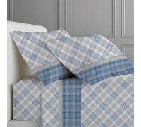 CLARA HOME Completo Lenzuola Letto, Completo con Federe per Guanciali, Ideale per tutte le Stagioni, Made in Italy (Scott Cielo, 1 Piazza e Mezza)