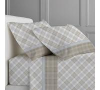 CLARA HOME Completo Lenzuola Letto, Completo con Federe per Guanciali, Ideale per tutte le Stagioni, Made in Italy (Scott Beige, Matrimoniale 2 Piazze)