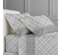 CLARA HOME Completo Lenzuola Letto, Completo con Federe per Guanciali, Ideale per tutte le Stagioni, Made in Italy (Scott Grigio, Matrimoniale 2 Piazze)