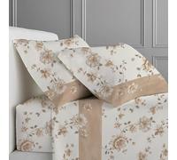 CLARA HOME Completo Lenzuola Letto, Completo con Federe per Guanciali, Ideale per tutte le Stagioni, Made in Italy (Sailor Tortora, Matrimoniale 2 Piazze)