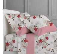 CLARA HOME Completo Lenzuola Letto, Completo con Federe per Guanciali, Ideale per tutte le Stagioni, Made in Italy (Ilenia Rosa, 1 Piazza e Mezza)