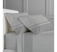 CLARA HOME Completo Lenzuola Letto, Completo con Federe per Guanciali, Ideale per tutte le Stagioni, Made in Italy (Borby Grigio, 1 Piazza e Mezza)