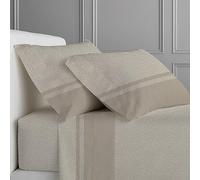 CLARA HOME Completo Lenzuola Letto, Completo con Federe per Guanciali, Ideale per tutte le Stagioni, Made in Italy (Borby Beige, Singolo 1 Piazza)