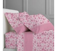 CLARA HOME Completo Lenzuola Letto, Completo con Federe per Guanciali, Ideale per tutte le Stagioni, Made in Italy (Fiorellinea Rosa, 1 Piazza e Mezza)