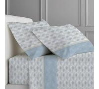 CLARA HOME Completo Lenzuola Letto Matrimoniale, Completo con Federe per Guanciali, Ideale per tutte le Stagioni, Made in Italy (Pois Azzurro, Matrimoniale 2 Piazze)