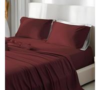 CLARA HOME Completo Lenzuola Matrimoniale 2 Piazze Cotone Color Bordeaux Tinta Unita, Set con Federe per Guanciali, Ideale per tutte le Stagioni, Made in Italy