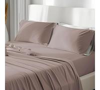 CLARA HOME Completo Lenzuola Matrimoniale 2 Piazze Cotone Color Tortora Tinta Unita, Set con Federe per Guanciali, Ideale per tutte le Stagioni, Made in Italy
