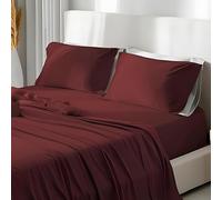 CLARA HOME Completo Lenzuola Una piazza e mezza Cotone Color Bordeaux Tinta Unita, Set con Federe per Guanciali, Ideale per tutte le Stagioni, Made in Italy