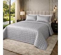 CLARA HOME Copriletto Una Piazza e Mezza Colore Grigio Perla, Trapuntato in Raso Satin, Coperta Leggera Mezza Stagione, Autunno Primavera, Elegante per Camera da Letto, Made in Italy