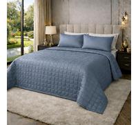 CLARA HOME Copriletto Una Piazza e Mezza Colore Verde Petrolio, Trapuntato in Raso Satin, Coperta Leggera Mezza Stagione, Autunno Primavera, Elegante per Camera da Letto, Made in Italy