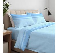 CLARA HOME Lenzuola Completo Letto 1 Piazza e Mezza Colore Borby Azzurro, Lenzuola Elasticizzate per Tutte le Stagioni, Completo di Federe per Guanciali