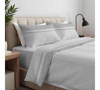 CLARA HOME Lenzuola Completo Letto 1 Piazza e Mezza Colore Borby Grigio, Lenzuola Elasticizzate per Tutte le Stagioni, Completo di Federe per Guanciali