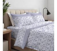 CLARA HOME Lenzuola Completo Letto Matrimoniale Colore Fiorellinea Grigio, Lenzuola Elasticizzate per Tutte le Stagioni, Completo di Federe per Guanciali