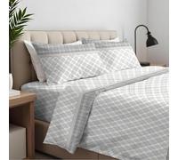 CLARA HOME Lenzuola Completo Letto Matrimoniale Colore Scott Grigio, Lenzuola Elasticizzate per Tutte le Stagioni, Completo di Federe per Guanciali
