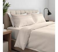 CLARA HOME Lenzuola Completo Letto Matrimoniale Colore Zighy Beige, Lenzuola Elasticizzate per Tutte le Stagioni, Completo di Federe per Guanciali