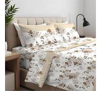 CLARA HOME Lenzuola Completo Letto Singolo 1 Piazza Colore Ilenia Tortora, Lenzuola Elasticizzate per Tutte le Stagioni, Completo di Federe per Guanciali