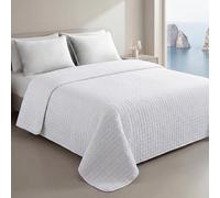 Clara Home Milano Copriletto Trapuntato Capri in Microfibra Manopesca, Double Face, Trapuntino Primavera Estate, Qualità Premium, Made in Italy, Coperta Letto Matrimoniale, Colore Bianco