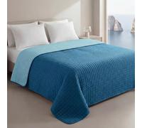 Clara Home Milano Copriletto Trapuntato Capri in Microfibra Manopesca, Double Face, Trapuntino Primavera Estate, Qualità Premium, Made in Italy, Coperta Letto 1 Piazza e Mezza, Colore Ottanio