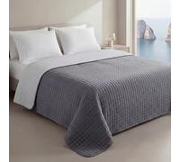 Clara Home Milano Copriletto Trapuntato Capri in Microfibra Manopesca, Double Face, Trapuntino Primavera Estate, Qualità Premium, Made in Italy, Coperta Letto Matrimoniale, Colore Grigio