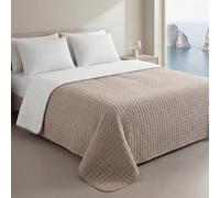 Clara Home Milano Copriletto Trapuntato Capri in Microfibra Manopesca, Double Face, Trapuntino Primavera Estate, Qualità Premium, Made in Italy, Coperta Letto Singolo, Colore Beige