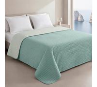 Clara Home Milano Copriletto Trapuntato Capri in Microfibra Manopesca, Double Face, Trapuntino Primavera Estate, Qualità Premium, Made in Italy, Coperta Letto Matrimoniale, Colore Acquamarina