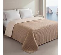 Clara Home Milano Copriletto Trapuntato Capri in Microfibra Manopesca, Double Face, Trapuntino Primavera Estate, Qualità Premium, Made in Italy, Coperta Letto 1 Piazza e Mezza, Colore Nocciola