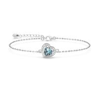 Clara Set di gioielli in argento Sterling 925 con ciondolo a forma di cuore, collana e bracciale | placcato al rodio, con zirconi svizzeri | regalo per donne e ragazze, One Size, Argento sterling