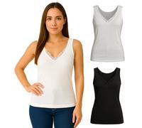 CLARABEL 3 / 6 CANOTTE SPALLA LARGA PIZZO INTIMO DONNA COTONE FILO SCOZIA ITALY