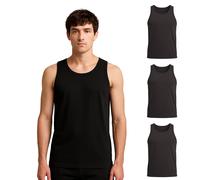 CLARABEL 3 CANOTTE SPALLA LARGA INTIMO UOMO COTONE FILO SCOZIA NERO MADE ITALY