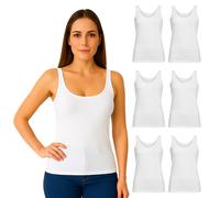 CLARABEL 6 CANOTTE SPALLA LARGA LISCIA INTIMO DONNA COTONE FILO SCOZIA BIANCO