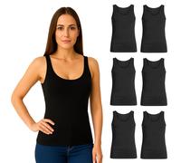 CLARABEL 6 CANOTTE SPALLA LARGA LISCIA INTIMO DONNA COTONE FILO SCOZIA NERO