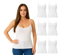 CLARABEL 6 CANOTTE SPALLA STRETTA LISCIA INTIMO DONNA COTONE FILO SCOZIA BIANCO