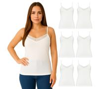 CLARABEL 6 CANOTTE SPALLA STRETTA PIZZO INTIMO DONNA COTONE FILO SCOZIA BIANCO