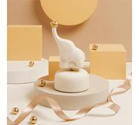 CLARALUNA Bomboniera Carillon Elefantino Porcellana Con Cuore Oro