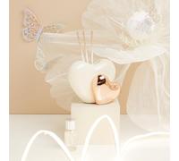 CLARALUNA Bomboniera Matrimonio Profumatore Doppio Cuore Porcellana con Box (Oro)