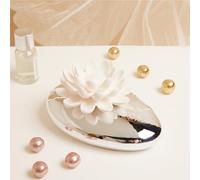 CLARALUNA Bomboniera Matrimonio Profumatore Fiore di Loto Porcellana (Silver)