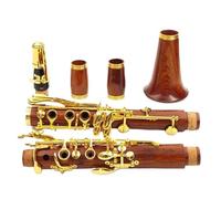 Clarinet Per Principianti Clarinetto Professionale Red Wood Palissandro BB Chiavi Placcate Oro 17/18 Legno Massello Sib(17 KEY)