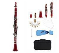 Clarinetto ABS 17. Chiave BB Bb Bb Binocular Clarinetto Con Guanti Di Stoffa Di Pulizia 10 Canne/Custodia Clarinetti (Color : Crimson)