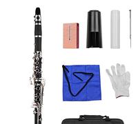 Clarinetto ABS 17. Chiave BB BB BB Binocular Clarinetto con Guanti di Stoffa di Pulizia 10 Canne/Custodia Clarinetti (Color : Black)
